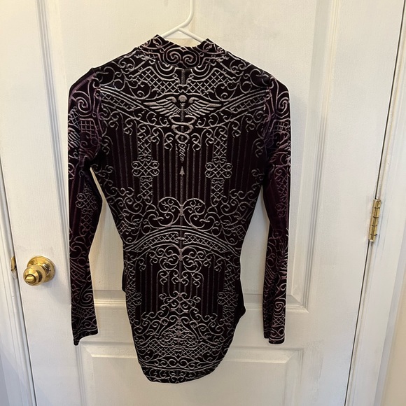 Blackmilk Wrought Velvet Long Sleeve Bodysuit - Picture 4 of 6